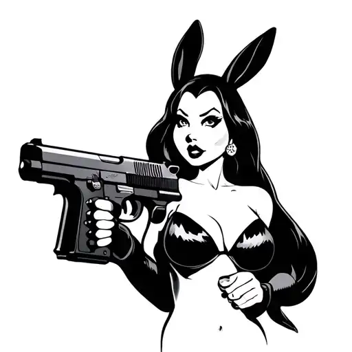 Jessica rabbit holding a gun firing tattoo design idea