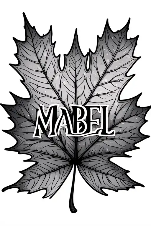 "MABEL" maple leaf tattoo design idea