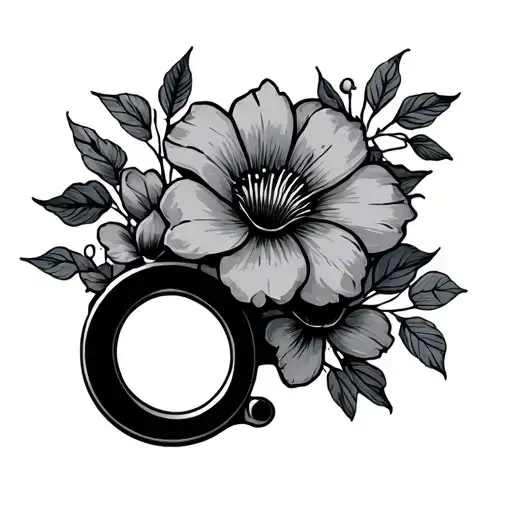 brass knuckles with flowers tattoo design idea