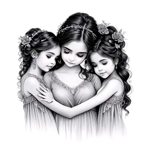 Mother And 2 Daughters tattoo design idea