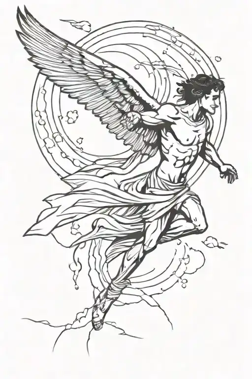 icarus falling from sky tattoo design idea