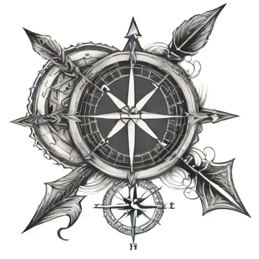 arrow and compass tattoo design idea
