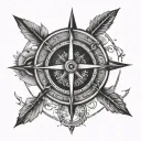 arrow and compass tattoo design idea