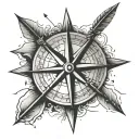 arrow and compass tattoo design idea
