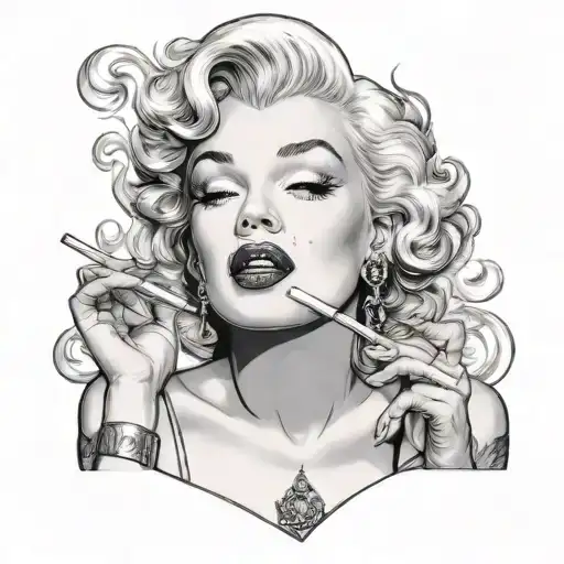 marilyn monroe smoking cigarettes tattoo design idea