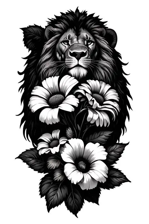 intertwined flowers.  daisy and morning glory  add in crosses and a lion overlooking. make sure to add the morning glory tattoo design idea