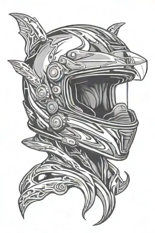 motorcycle race helmet hanging tattoo design idea