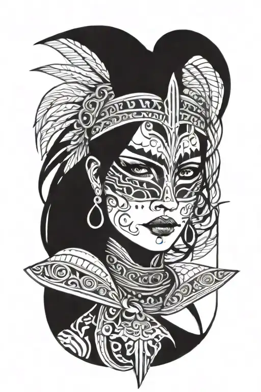 valkarie warrior with war paint  tattoo design idea