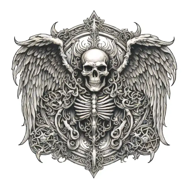 death angel love family strength courage bravery honor tattoo design idea