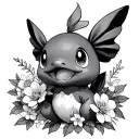 mudkip surrounded by flowers tattoo design idea