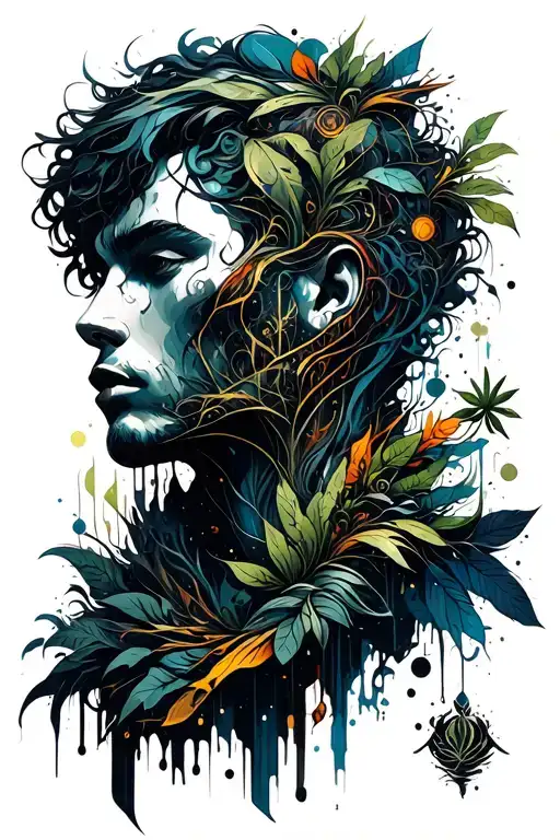 An abstract design symbolizing your diverse interests and hobbies, incorporating elements of ecology, programming, and project management tattoo design idea