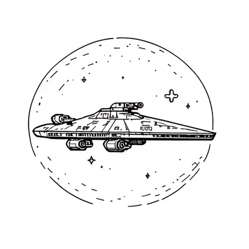 3 small fine line Star Wars spaceship flying tattoo design idea