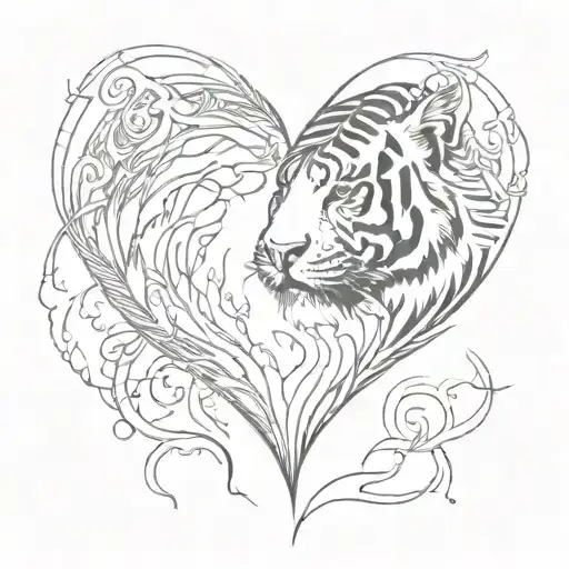 heart shape with tiger prints tattoo design idea