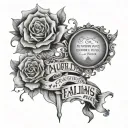 "your world's not falling apart, it's failing into place" with quote and image tattoo design idea