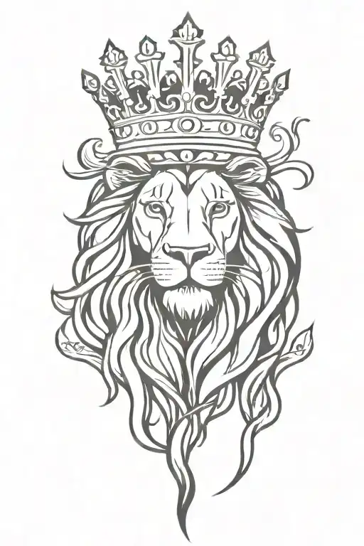 lion royal flourish wearing crown tattoo design idea