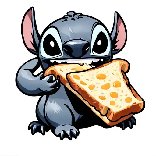 stich eating a grilled cheese tattoo design idea