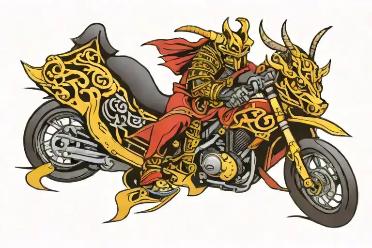 samurai warrior on mtb helmet tattoo design idea