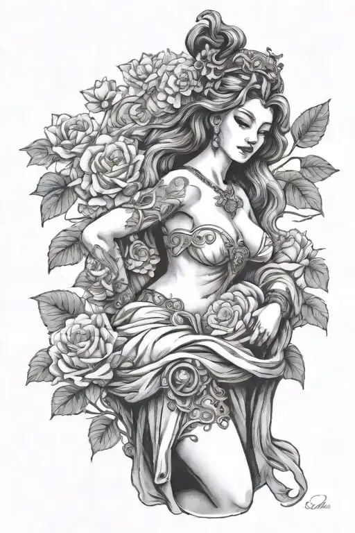 fortuna goddess sexy fit tattoo design idea