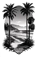dodgers, California, beach landscape tattoo design idea