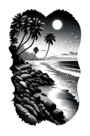 dodgers, California, beach landscape tattoo design idea