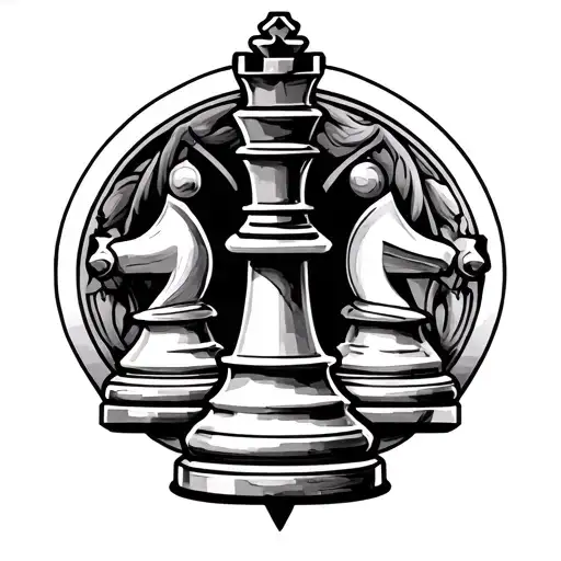 rook, bishop and knight chess piece tattoo design idea