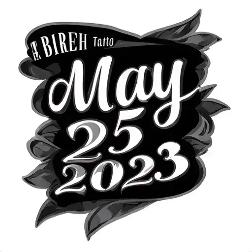 "May 25 2023" Birth Date tattoo design idea