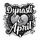 "Dynasti & April" "Dynasti & April" name tattoo design hearts tattoo design idea