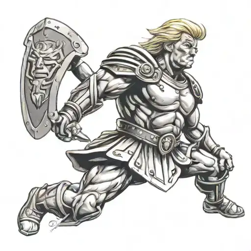 Donald Trump gladiator warrior battling tattoo design idea