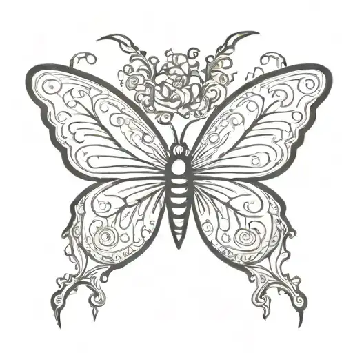 butterfly with tattoo wings on fire and evil tattoo design idea