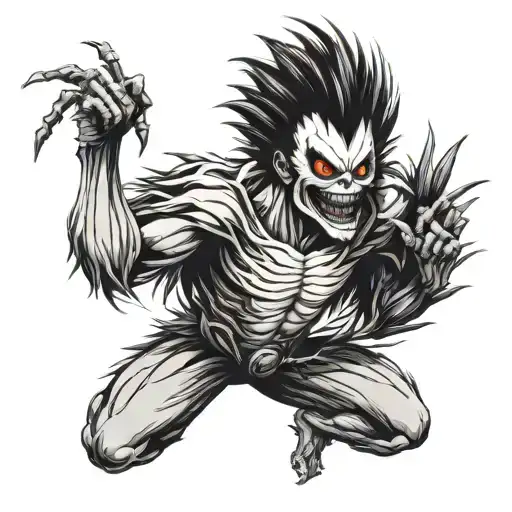 ryuk death note flying towards tattoo design idea