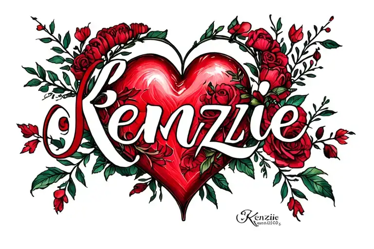 "Kenzie" heart intertwined tattoo design idea