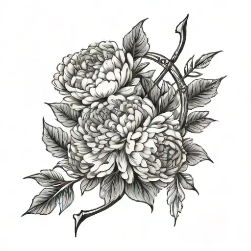 peony, lyre and arrow and bow and artemis tattoo design idea