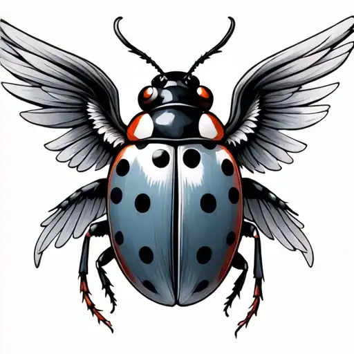 a combination of a ladybug and a seraphim  tattoo design idea
