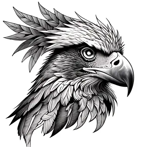 Philippine eagle and american eagle heads wrapped  tattoo design idea