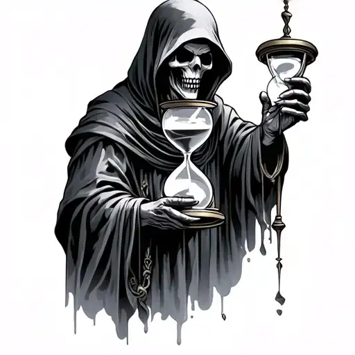 Grim Reaper Holding Hourglass tattoo design idea