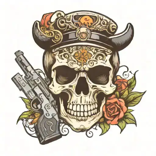 skull guns money drugs tattoo design idea