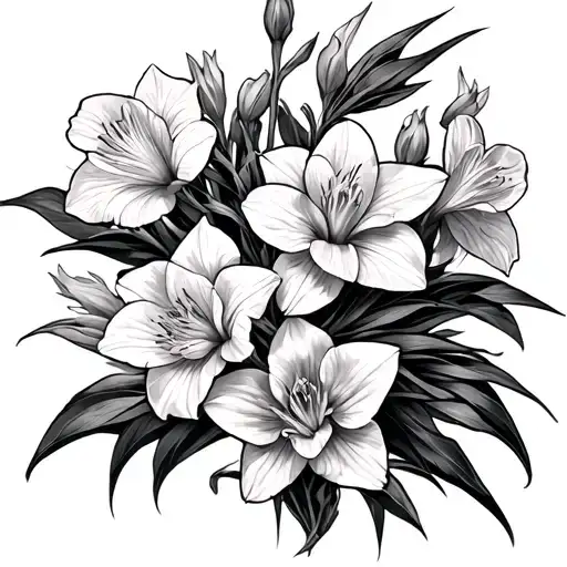 narcissi's flowers wrapped around hades bidente tattoo design idea