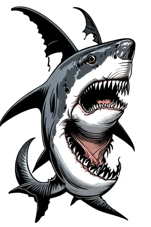 hammer head shark tattoo design idea