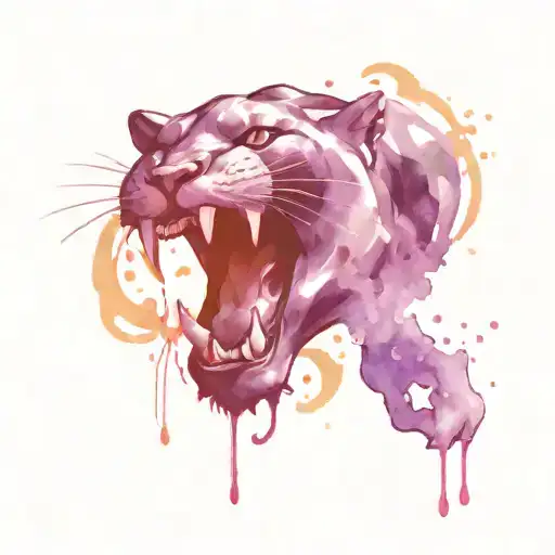 Panther fist punching with purple magic swirls coming from it and around it tattoo design idea