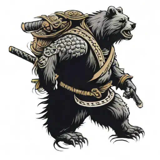 bear samurai warrior tattoo design idea