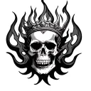 skull king fire flames tattoo design idea