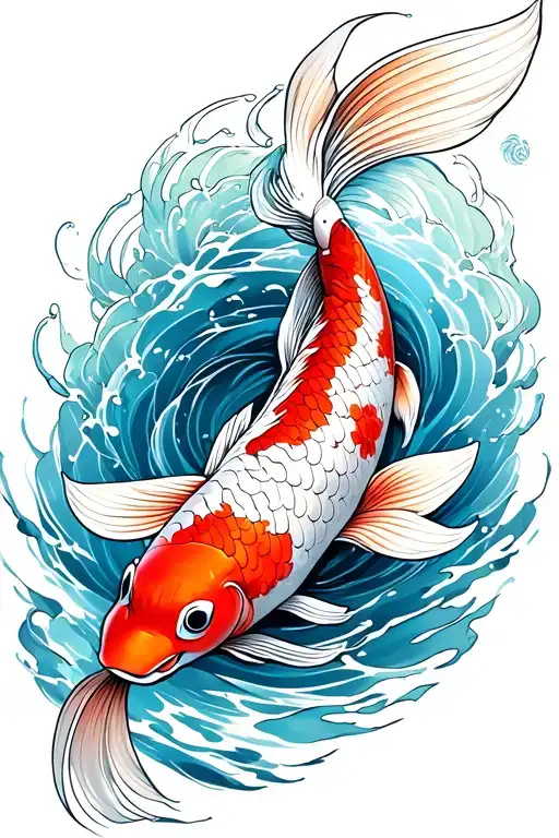 koi fish swimming upstream tattoo design idea