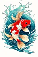 koi fish swimming upstream tattoo design idea