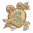 A paw print with the words “a mark on my heart forever” written under it in cursive  tattoo design idea