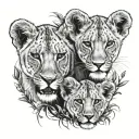 lioness 2 lion cubs tattoo design idea