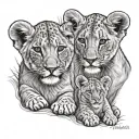 lioness 2 lion cubs tattoo design idea