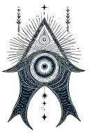 Lemurian starseed tattoo with spiral, whale shark markings, Pleiadian star cluster, triangle with third eye" tattoo design idea