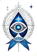 Lemurian starseed tattoo with spiral, whale shark markings, Pleiadian star cluster, triangle with third eye" tattoo design idea
