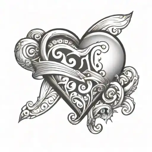 heart with 2001 and the letter J tattoo design idea