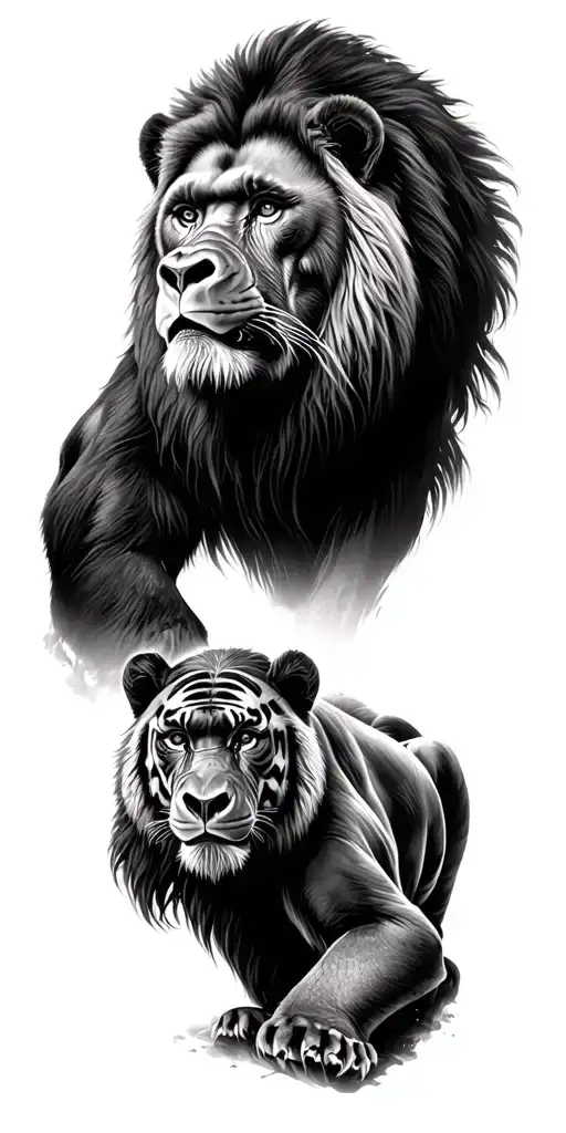 lion, gorilla, tiger and bear tattoo design idea